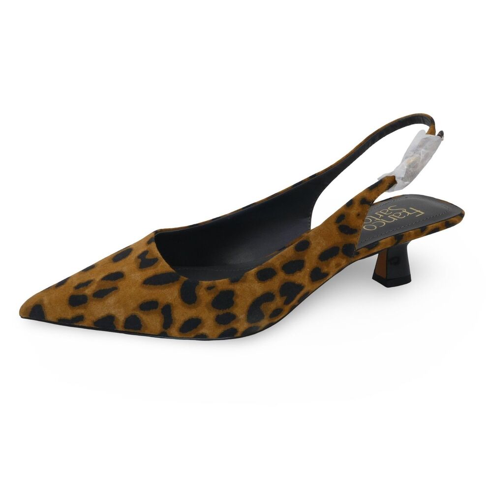 Franco Sarto Women's US 7 Devin Kitten Heel Pointed Toe Slingbacks Sandals Dress